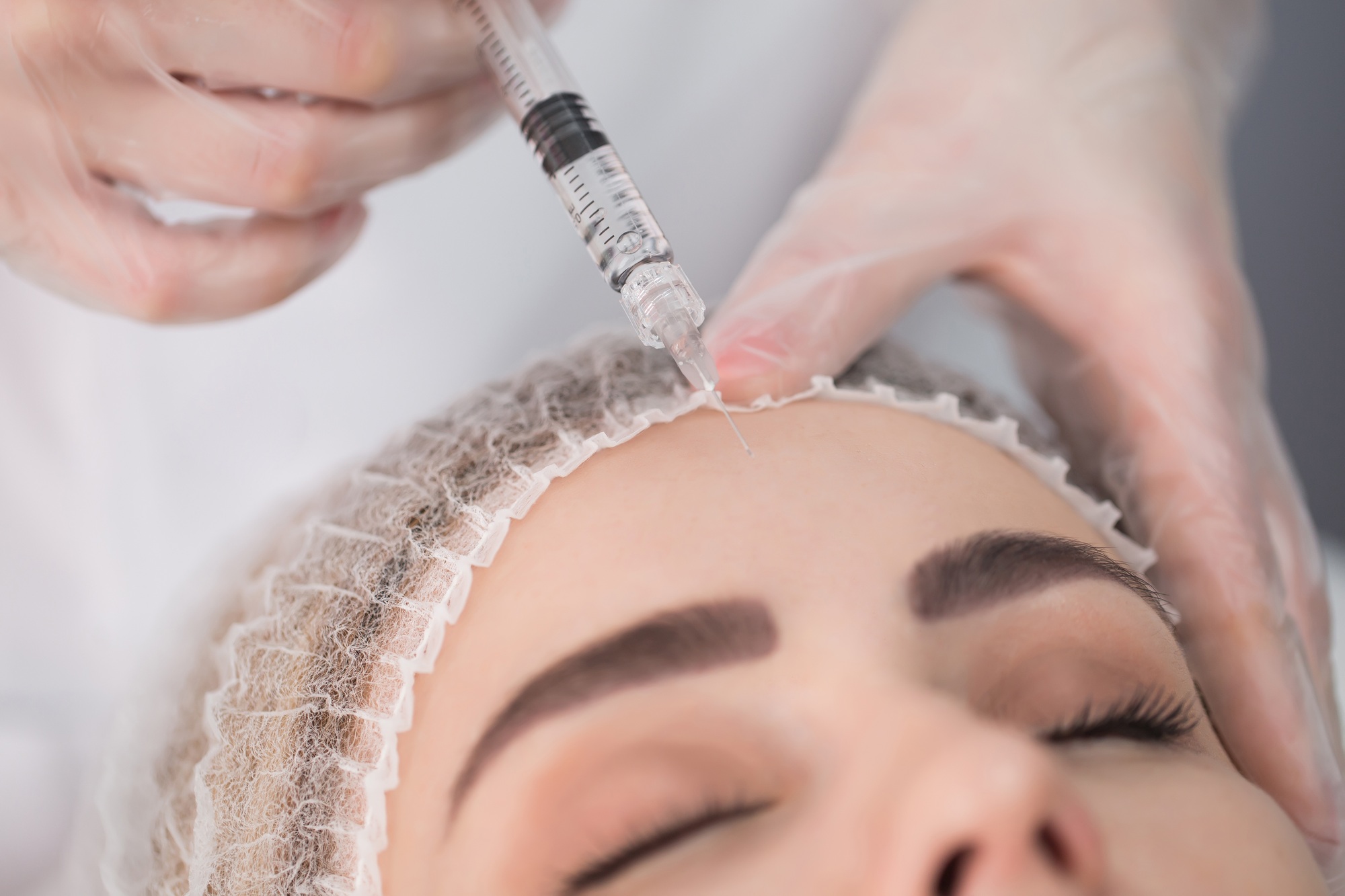 Cosmetic injection of botox, close-up