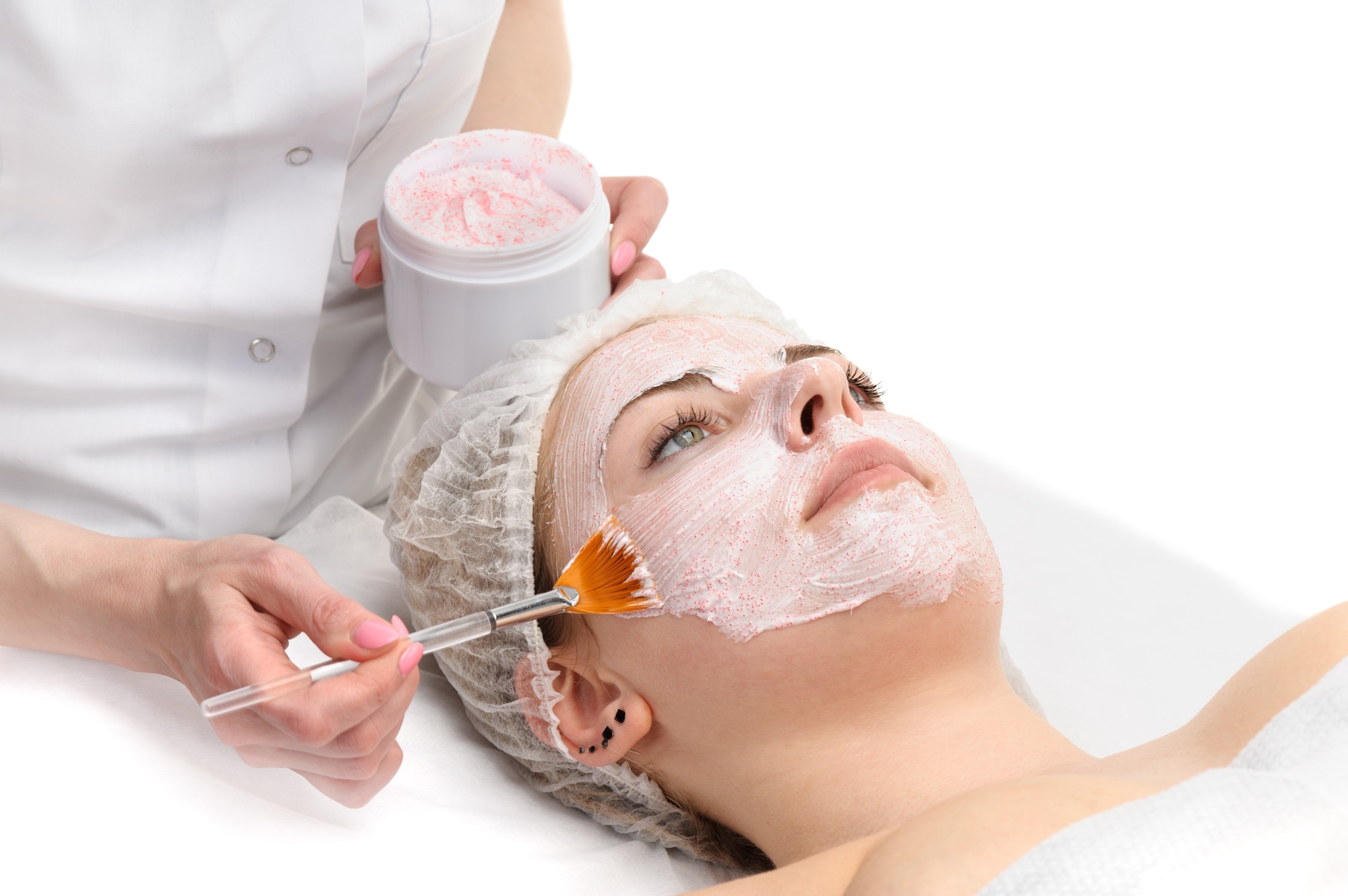 facial peeling mask applying